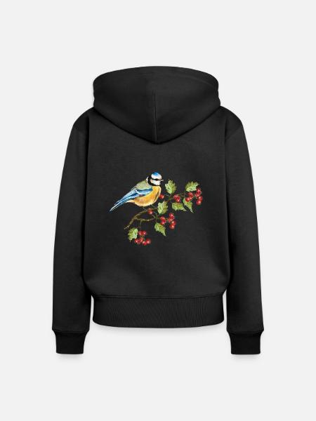 Bunter Vogel - Frauen Premium Bio Zip Hoodie - Schwarz