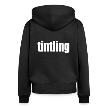Cadeau de tatouage, lettrage de tatouage - Sweat à capuche zippé Premium bio Femme - noir - Dos - Julia (174cm)