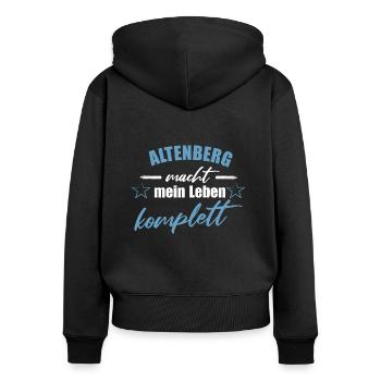 Altenberg macht mein Leben komplett - Frauen Premium Bio Zip Hoodie - Schwarz - Hinten - Julia (174cm)