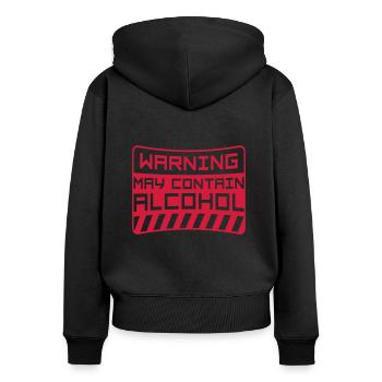 Spruch May Contain Alcohol - Frauen Premium Bio Zip Hoodie - Schwarz - Hinten - Julia (174cm)
