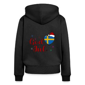 God Jul Sverige - Frauen Premium Bio Zip Hoodie - Schwarz - Hinten - Julia (174cm)