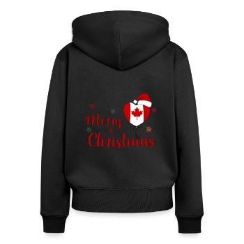 Joyoux Noël Drapeau Canada Coeur - Sweat à capuche zippé Premium bio Femme - noir - Dos - Julia (174cm)