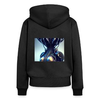 Abstract Female - Women's Premium Organic Zip Hoodie - black - Back - Julia (174cm)