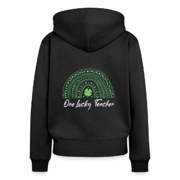 Lehrer Schulalltag Vintage Bildung Unterricht - Frauen Premium Bio Zip Hoodie - Schwarz - Hinten - Julia (174cm)