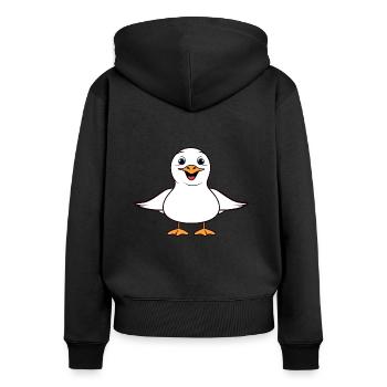 Humour petit mouette - Sweat à capuche zippé Premium bio Femme - noir - Dos - Julia (174cm)