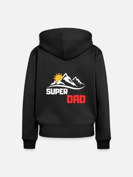 Super Papa - Frauen Premium Bio Zip Hoodie - Schwarz