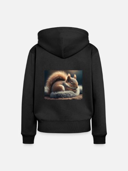 Niedliche Tiere im Winterschlaf – Eichhörnchen - Frauen Premium Bio Zip Hoodie - Schwarz