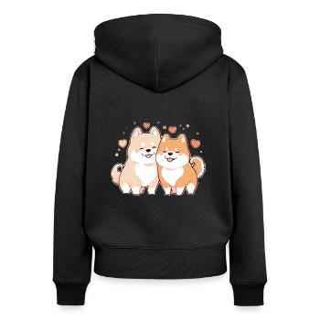Hunde Liebe - Frauen Premium Bio Zip Hoodie - Schwarz - Hinten - Julia (174cm)