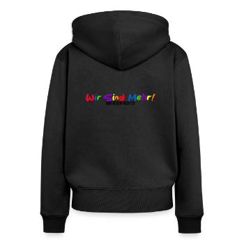 Bunte Vielfalt - Wir Sind Mehr! Wir gegen Rechts! - Frauen Premium Bio Zip Hoodie - Schwarz - Hinten - Julia (174cm)
