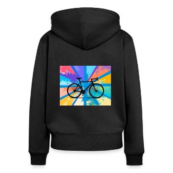 illustration,VTT,vélo de route,graffiti,coloré - Sweat à capuche zippé Premium bio Femme - noir - Dos - Julia (174cm)