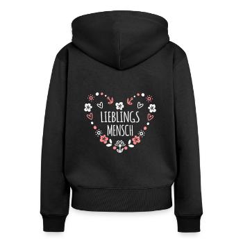 Lieblingsmensch Mama Oma Freundin Schwester Baby - Frauen Premium Bio Zip Hoodie - Schwarz - Hinten - Julia (174cm)