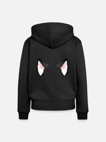 Schwarze Katzenohren - Frauen Premium Bio Zip Hoodie - Schwarz