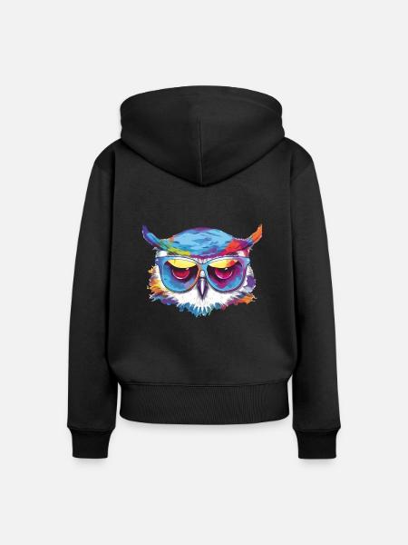 Kohl die Eule - Frauen Premium Bio Zip Hoodie - Schwarz