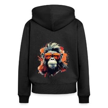 Cooler Party Affe mit Sonnenbrille - Frauen Premium Bio Zip Hoodie - Schwarz - Hinten - Julia (174cm)