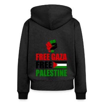 Free gaza Free palestine - Frauen Premium Bio Zip Hoodie - Schwarz - Hinten - Julia (174cm)