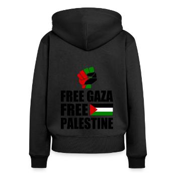 Free gaza Free palestine - Sweat à capuche zippé Premium bio Femme - noir - Dos - Julia (174cm)