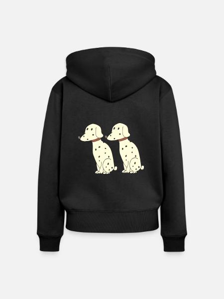 dalmatiner doppelt - Frauen Premium Bio Zip Hoodie - Schwarz