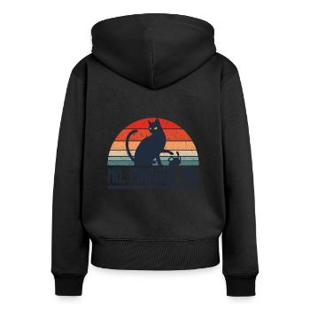 Nö Einfach Nö Katze Kaffee Lustig Ironisch Koffein - Frauen Premium Bio Zip Hoodie - Schwarz - Hinten - Julia (174cm)