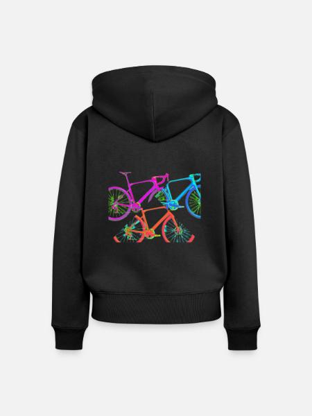 Bunte Fahrräder - Frauen Premium Bio Zip Hoodie - Schwarz