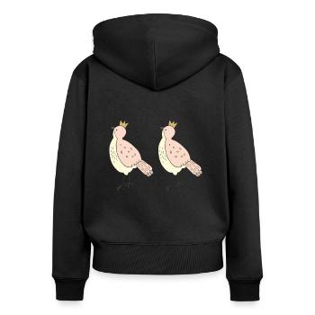 amoureux des oiseaux - Sweat à capuche zippé Premium bio Femme - noir - Dos - Julia (174cm)