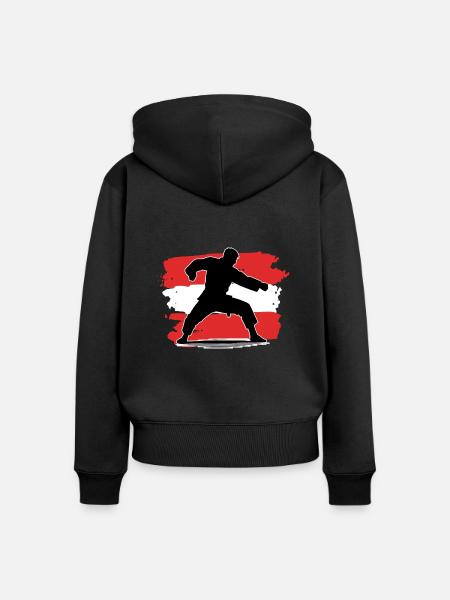 Österreich Flagge Judo - Frauen Premium Bio Zip Hoodie - Schwarz