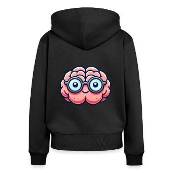 Nerd de la bande dessinée cérébrale - Sweat à capuche zippé Premium bio Femme - noir - Dos - Julia (174cm)