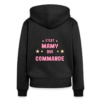 C'est mamy qui commande - Sweat à capuche zippé Premium bio Femme - noir - Dos - Julia (174cm)