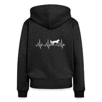 Heartbeat ECG harnais de course cheval de course - Sweat à capuche zippé Premium bio Femme - noir - Dos - Julia (174cm)