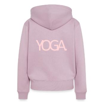yoga - Sweat à capuche zippé Premium bio Femme - rose poudré - Dos - Julia (174cm)