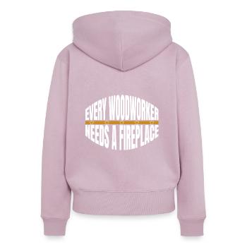 present logging funny woodworking daddesign - Frauen Premium Bio Zip Hoodie - Altrosa - Hinten - Julia (174cm)