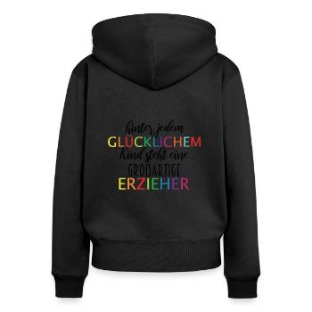 Abschied Erzieher - Frauen Premium Bio Zip Hoodie - Schwarz - Hinten - Julia (174cm)