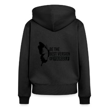 Be the best Version of yourself - Butterfly - Women's Premium Organic Zip Hoodie - black - Back - Julia (174cm)