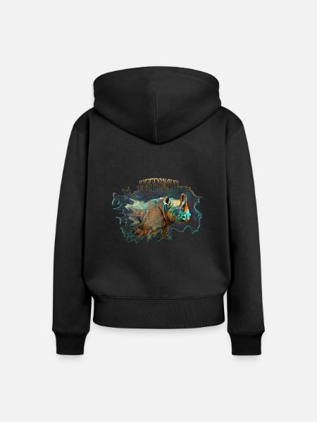 Nashorn - Frauen Premium Bio Zip Hoodie - Schwarz