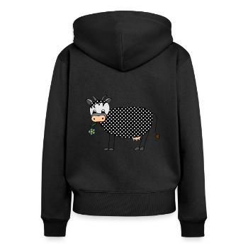 Kuh - Frauen Premium Bio Zip Hoodie - Schwarz - Hinten - Julia (174cm)