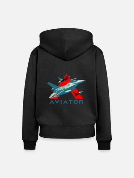 Aviator F-16 Fighting Falcon - Frauen Premium Bio Zip Hoodie - Schwarz
