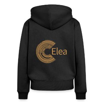 Für Elea - Frauen Premium Bio Zip Hoodie - Schwarz - Hinten - Julia (174cm)