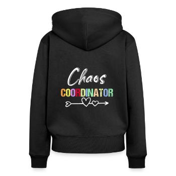Lehrer Schulalltag Vintage Bildung Unterricht - Frauen Premium Bio Zip Hoodie - Schwarz - Hinten - Julia (174cm)