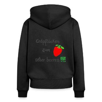 Erdpflücken zum selber beeren!!! - Frauen Premium Bio Zip Hoodie - Schwarz - Hinten - Julia (174cm)