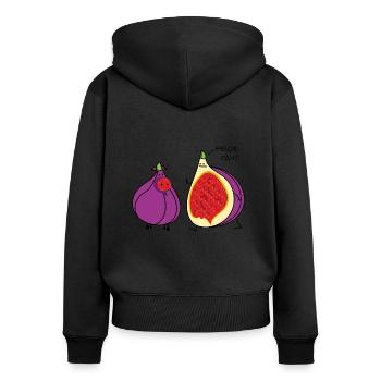 Lustige Feige Sau - Frauen Premium Bio Zip Hoodie - Schwarz - Hinten - Julia (174cm)