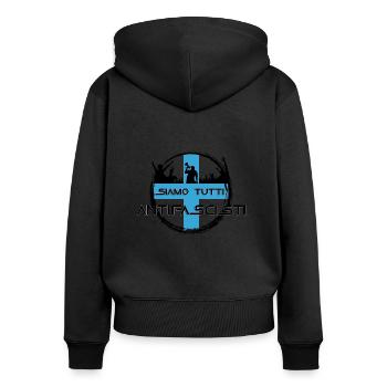 Siamo tutti Antifascisti - Sweat à capuche zippé Premium bio Femme - noir - Dos - Julia (174cm)