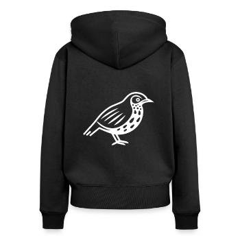 cailles petit oiseau caille - Sweat à capuche zippé Premium bio Femme - noir - Dos - Julia (174cm)
