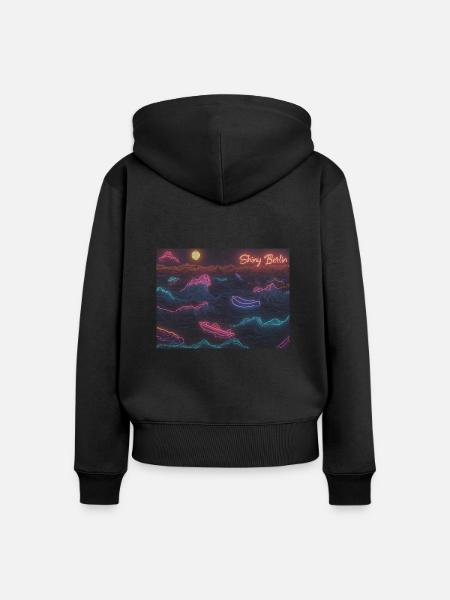 Shiny Berlin Neon waves - Frauen Premium Bio Zip Hoodie - Schwarz