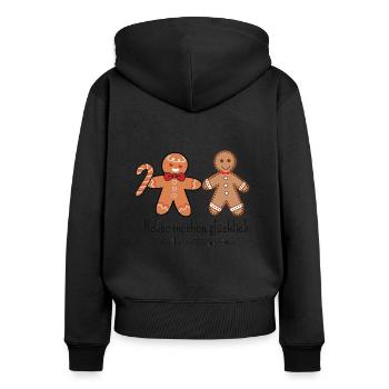 Kekse machen glücklich - Frauen Premium Bio Zip Hoodie - Schwarz - Hinten - Julia (174cm)
