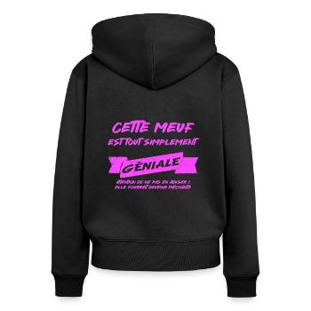 cette meuf est geniale cadeau femme - Sweat à capuche zippé Premium bio Femme - noir - Dos - Julia (174cm)