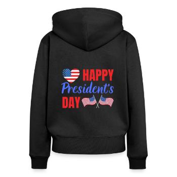 Bonne fête du président - Sweat à capuche zippé Premium bio Femme - noir - Dos - Julia (174cm)