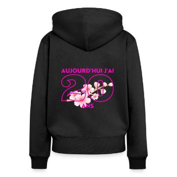 aujourd'hui j'ai 20 ans - Sweat à capuche zippé Premium bio Femme - noir - Dos - Julia (174cm)