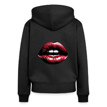 Rouge à lèvres rouge Contemplative Lips - Sweat à capuche zippé Premium bio Femme - noir - Dos - Julia (174cm)