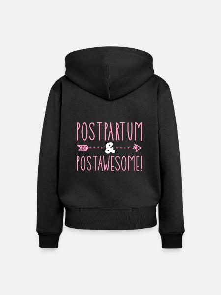 Postpartum & Postawesome - Frauen Premium Bio Zip Hoodie - Schwarz