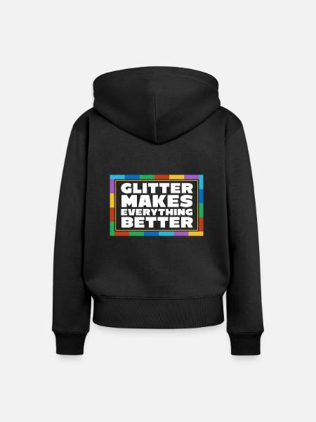 Glitzer - Frauen Premium Bio Zip Hoodie - Schwarz