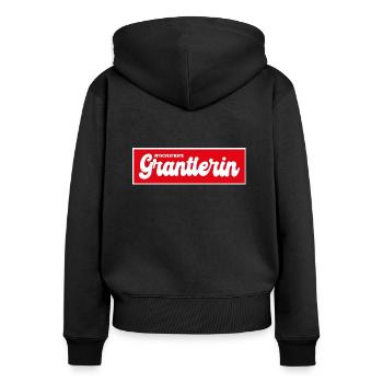 Introvertierte Grantlerin - Frauen Premium Bio Zip Hoodie - Schwarz - Hinten - Julia (174cm)